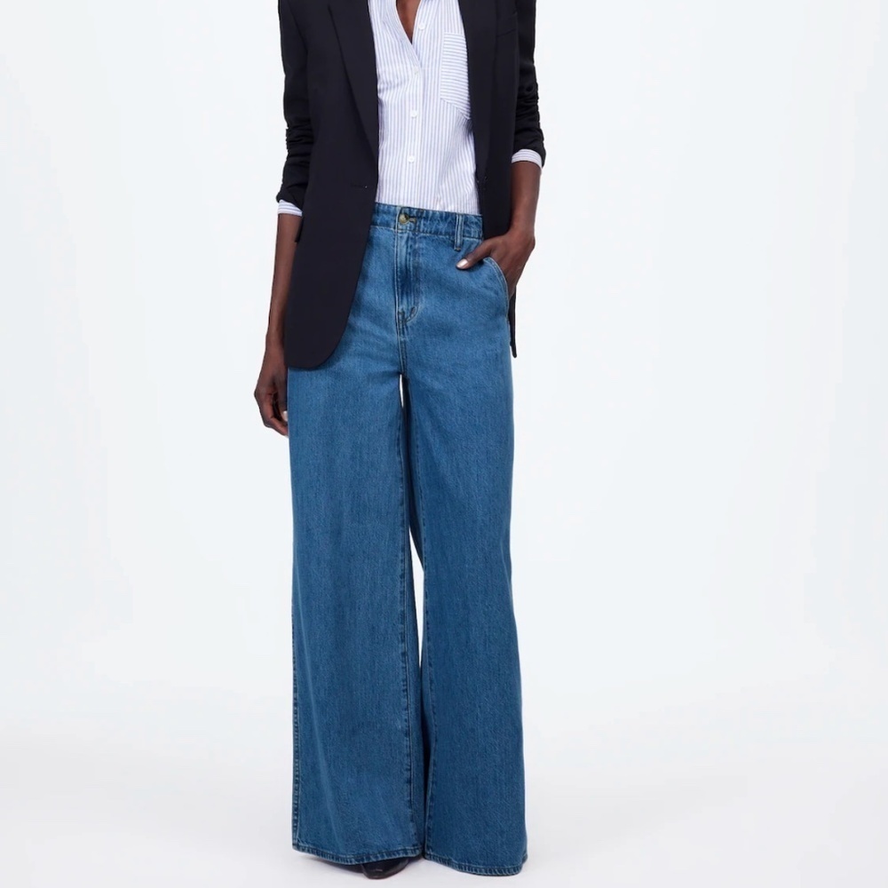 Madewell Wide Sweep High Rise Denim Trousers Java Wash Size 27 NWT